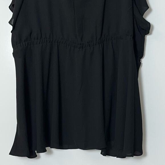 Torrid Black Babydoll Georgette Lace-Up Blouse Lace Front Tie Woman's Size 5X - Picture 14 of 16